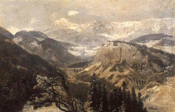 Blick Auf Das Semmering- Und Raxgebiet Oil Painting by Konrad Petrides