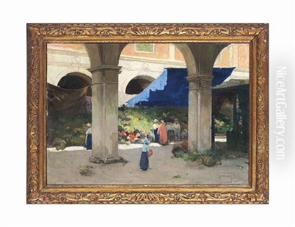 The Blue Awning, Venice Oil Painting by Graham Petrie