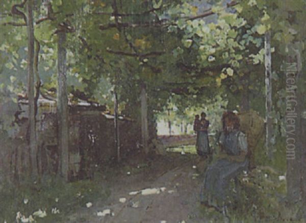 A Shady Lane Oil Painting by Graham Petrie