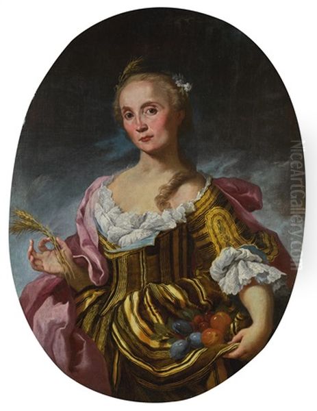 Portrait Of A Elegantly Dressed Woman As Ceres Oil Painting by Giuseppe Antonio Petrini