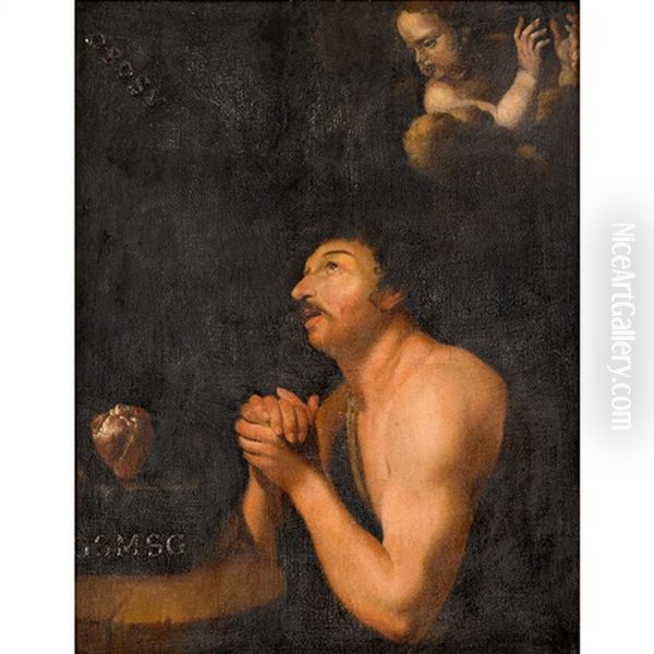 Saint In Ecstasy Oil Painting by Giuseppe Antonio Petrini