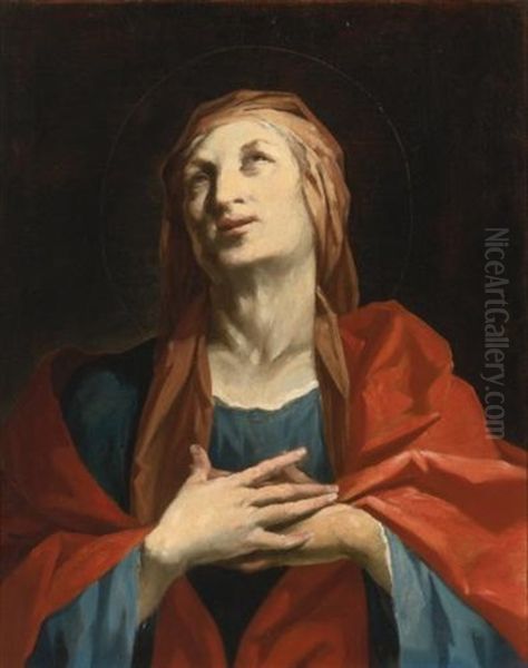 A Female Saint, Half Length, Possibly Saint Anne Or Elizabeth Oil Painting by Giuseppe Antonio Petrini