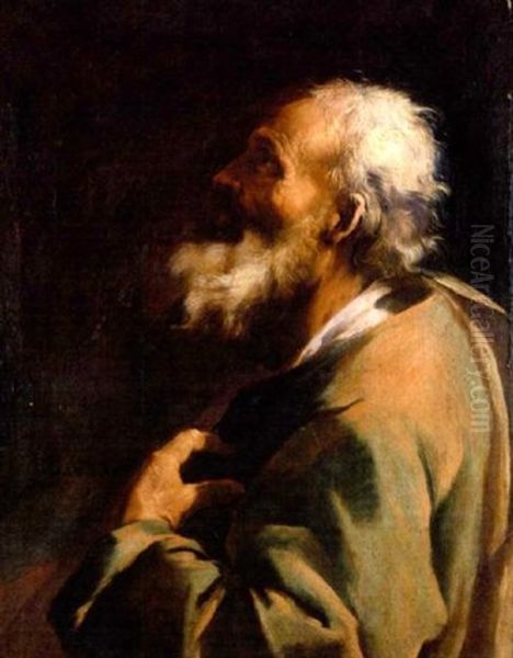 A Male Saint Oil Painting by Giuseppe Antonio Petrini