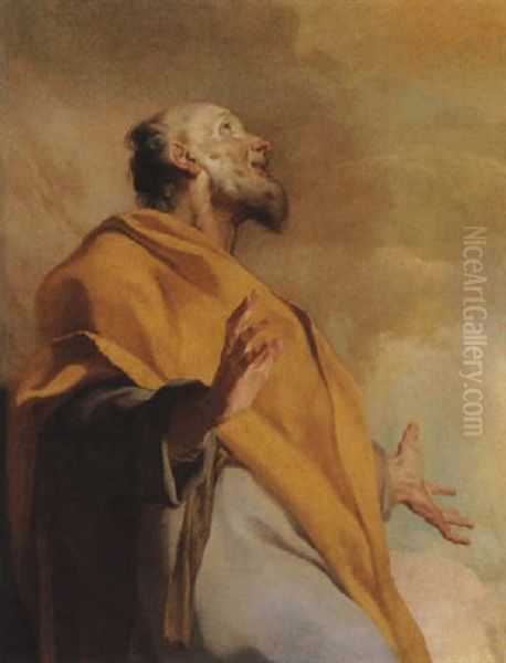 A Male Saint Or Prophet (saint Peter?) Oil Painting by Giuseppe Antonio Petrini