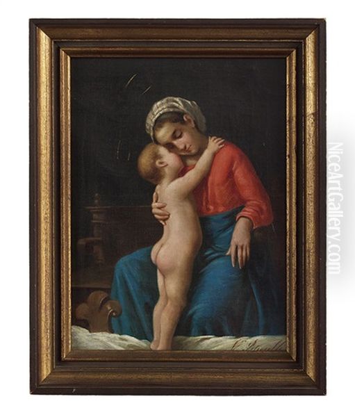 Madonna And Child Oil Painting by Vincenzo Pasquale Angelo Petrocelli