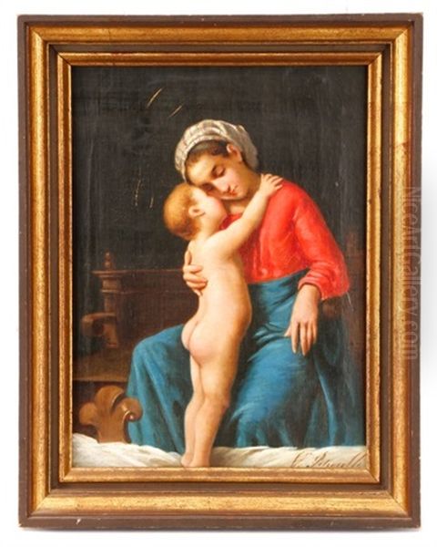 Mother And Child Oil Painting by Vincenzo Pasquale Angelo Petrocelli