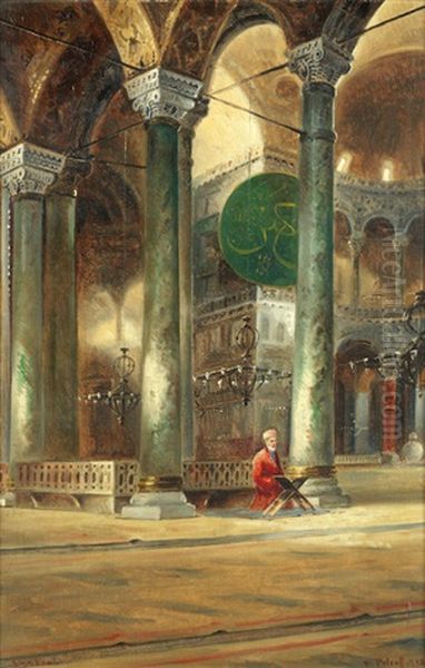 An Interior View Of Hagia Sophia, Istanbul Oil Painting by Wladimir Petroff