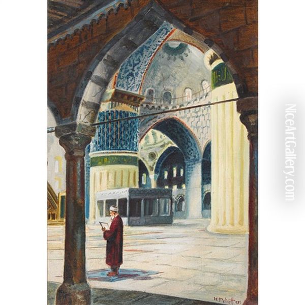 Sultan-ahmed-moschee In Istanbul Oil Painting by Wladimir Petroff