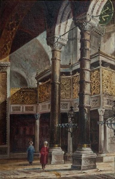 Interieur De La Basilique Sainte-sophie A Constantinople Oil Painting by Wladimir Petroff