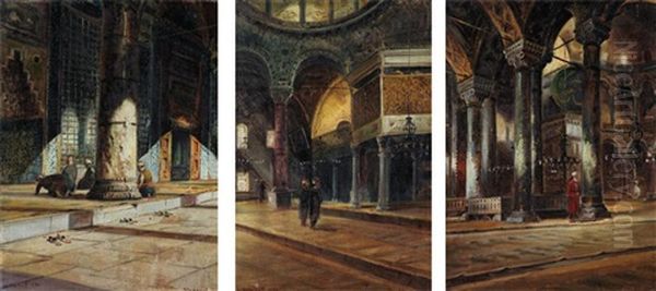 Ayasofya (+ 2 Others, Smllr; 3 Works) Oil Painting by Wladimir Petroff