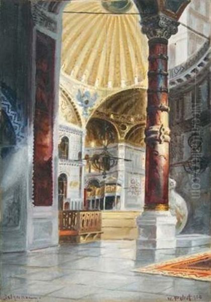 Interieur De La Basilique Sainte-sophie, Istanbul Oil Painting by Wladimir Petroff