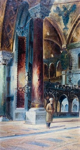 Interior Of The Hagia Sophia, Istanbul Oil Painting by Wladimir Petroff