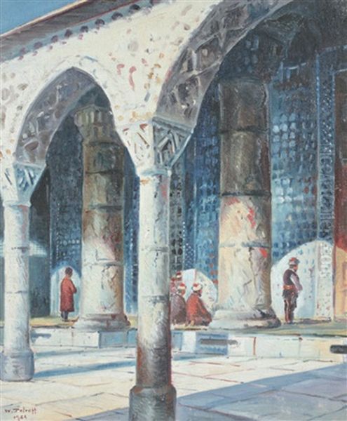 La Mosquee Bleue Oil Painting by Wladimir Petroff