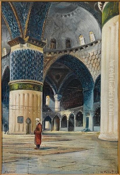 The Blue Mosque (or Sultan Ahmed Mosque), Istanbul Oil Painting by Wladimir Petroff