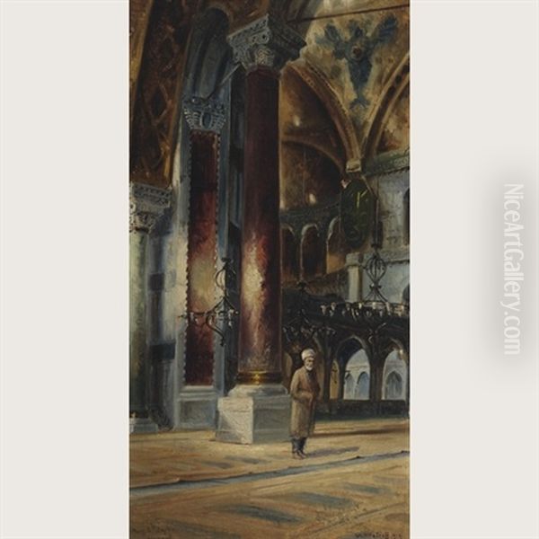 The Interior Of The Hagia Sophia, Istanbul Oil Painting by Wladimir Petroff