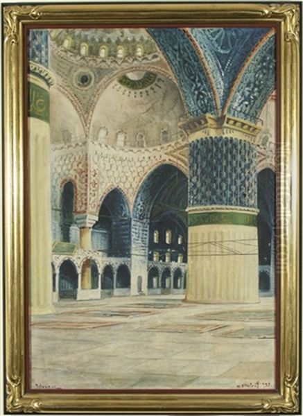 The Blue Mosque, St. Sophia, Istanbul Oil Painting by Wladimir Petroff