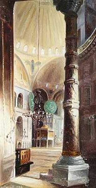 Interior Fra Hagia Sophia, Istanbul Oil Painting by Wladimir Petroff