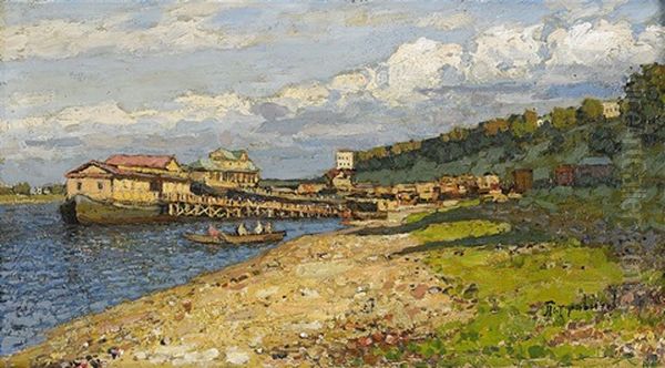 The Banks Of The Volga Oil Painting by Petr Ivanovich Petrovichev