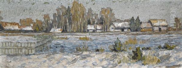 Winter Landscape Oil Painting by Petr Ivanovich Petrovichev