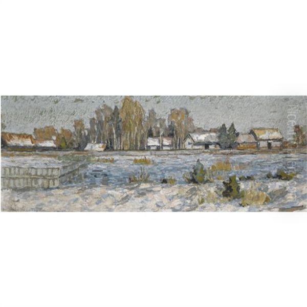 Winter Landscape Oil Painting by Petr Ivanovich Petrovichev