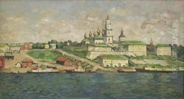 Au Bord De La Volga Oil Painting by Petr Ivanovich Petrovichev