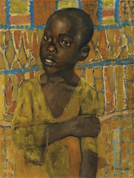 Portrait Of An African Boy Oil Painting by Kuz'ma Sergeevich Petrov-Vodkin