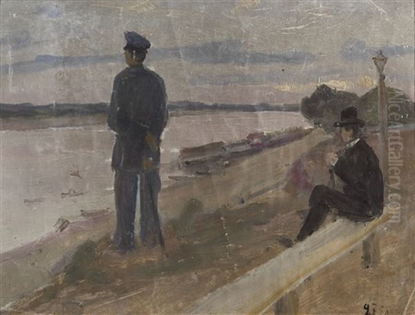 On The Volga, Khlynovsk Oil Painting by Kuz'ma Sergeevich Petrov-Vodkin