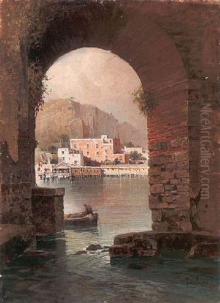 Scorcio Con Pescatore Oil Painting by Salvatore Petruolo