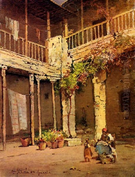 Cortile A Granada Oil Painting by Salvatore Petruolo