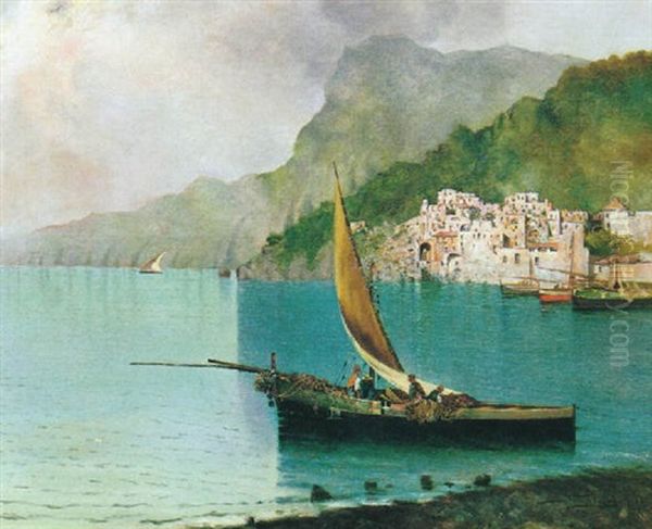 Pescatori A Sorrento Oil Painting by Salvatore Petruolo