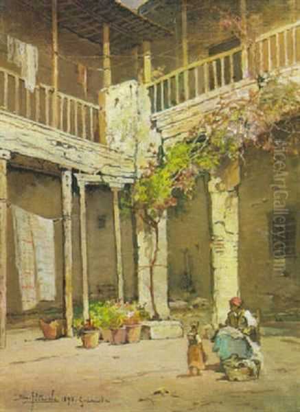 Cortile A Granada Oil Painting by Salvatore Petruolo