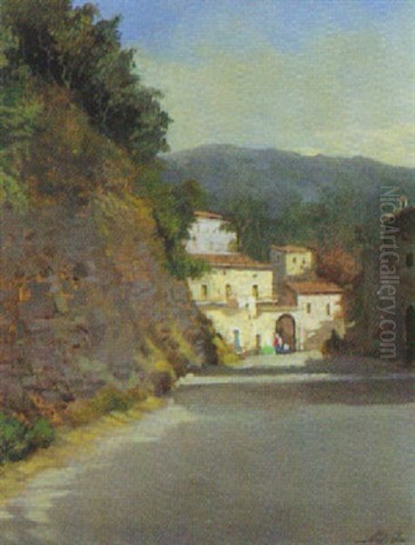 Dorfstrase In Italien Oil Painting by Salvatore Petruolo