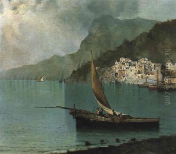 Pescatori A Minori Oil Painting by Salvatore Petruolo