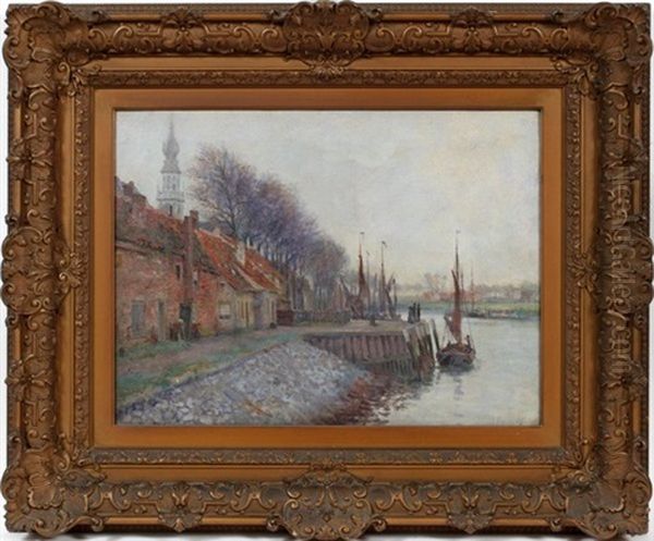 Canal Scene Oil Painting by Francis Paulus Petrus