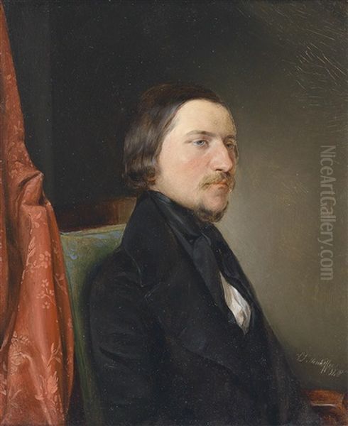 Portrait August Semeleder Oil Painting by August Xaver Carl von Pettenkofen