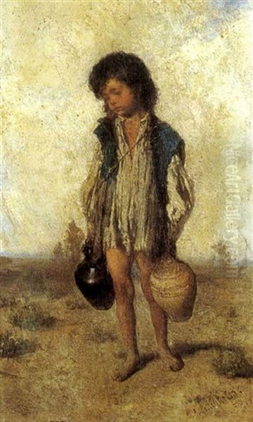 Le Petit Porteur D'eau Oil Painting by August Xaver Carl von Pettenkofen