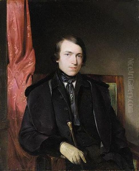 Pettenkofens Freund Und Mitschuler, Der Maler Leopold Brunner (the Artist's Friend And Fellow Student Leopold Brunner) Oil Painting by August Xaver Carl von Pettenkofen