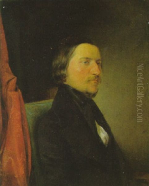 Herrenportrait Oil Painting by August Xaver Carl von Pettenkofen