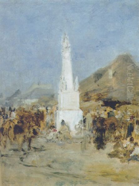 Markt In Szolnok Oil Painting by August Xaver Carl von Pettenkofen