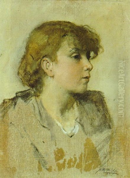 Madchenportrait Oil Painting by August Xaver Carl von Pettenkofen