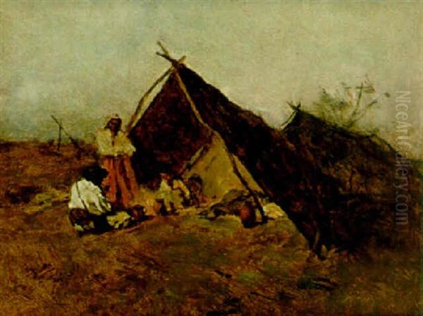 Zigeunerlager Oil Painting by August Xaver Carl von Pettenkofen