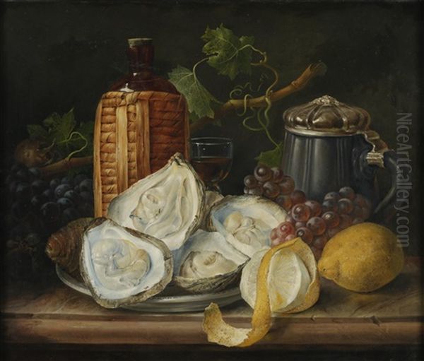 Stillleben Mit Austern, Krug Und Flasche Oil Painting by Franz Xaver Petter