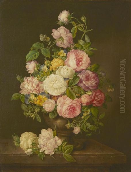 A Still Life With Flowers Oil Painting by Franz Xaver Petter