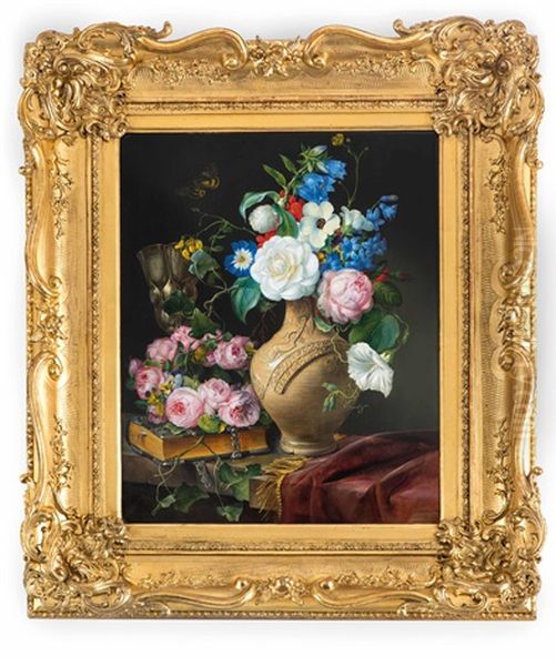 Stillleben Mit Blumen, Rosenbluten Oil Painting by Franz Xaver Petter