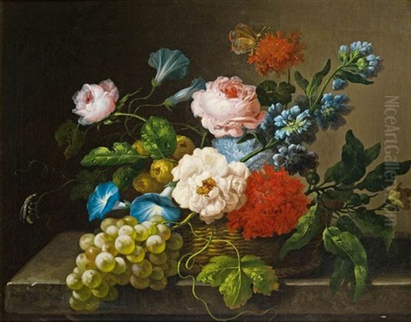 Blumenstuck Mit Fruchten Oil Painting by Franz Xaver Petter