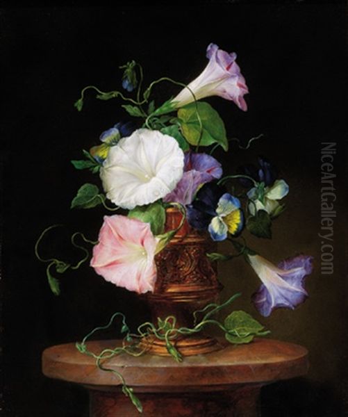 Stiefmutterchen Und Ackerwinde In Einer Dekorativen Vase Oil Painting by Franz Xaver Petter