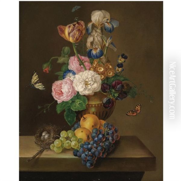 Still-leben Mit Obst Und Blumen Oil Painting by Franz Xaver Petter