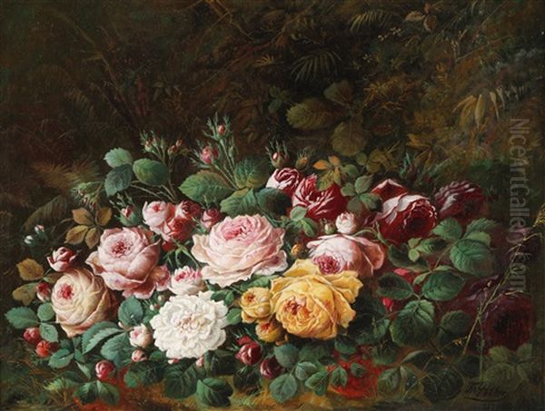 Rosenstillleben Oil Painting by Theodor Petter