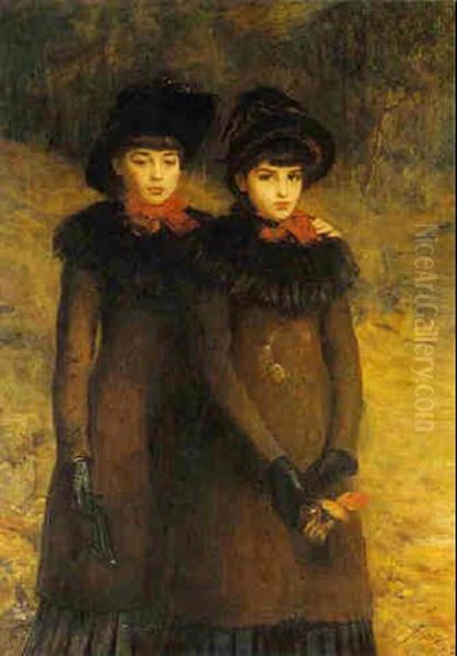 Portrait Of Jessie And Edith Winn, Daughters Of Charles Winn by John Pettie