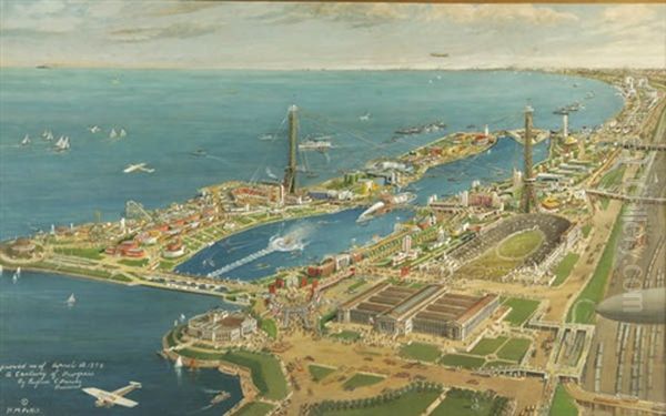 Panorama Of The Chicago World's Fair Oil Painting by Harry M. Pettit